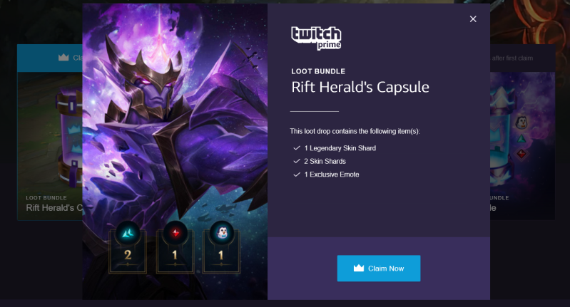 League of Legends' Twitch Prime Promotion for a Free Legendary